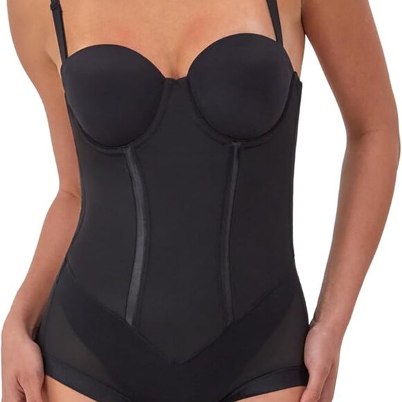 Maidenform Women's Firm Tummy-Control Easy up Strapless Bodysuit 1256 - Black - Picture 1 of 3